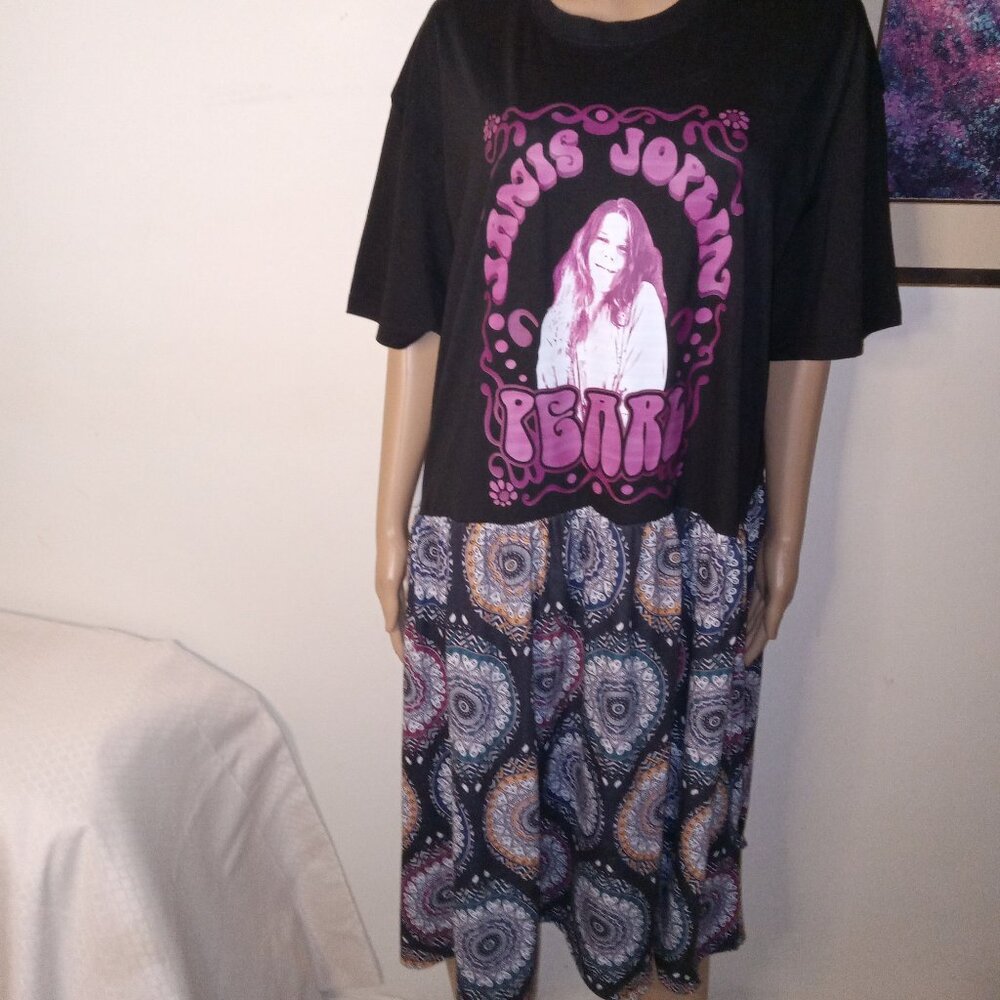 Dress Janis Joplin Pearl XL Upcycled Boho Hippie  D31.